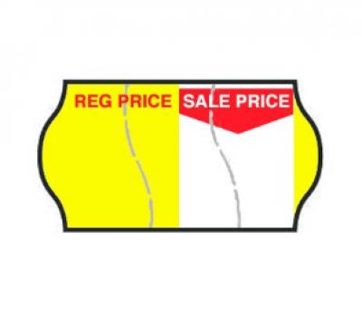 image of Meto 26 mm x 12 mm Removable Tamper Proof REG PRICE/SALE PRICE Label